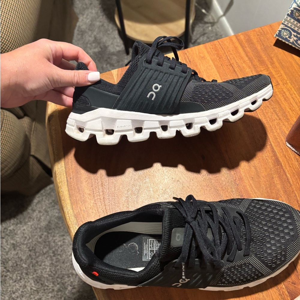 On Running Black and White Athletic Shoes